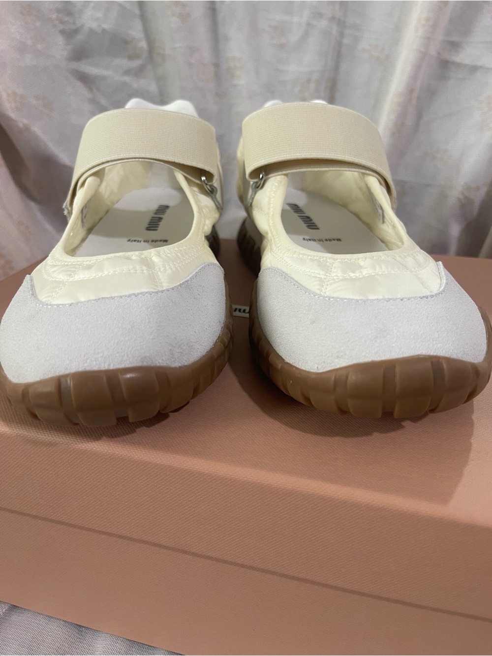 Miu Miu Cream Mary Jane-Style Ballet Sneakers - Picture 6 of 7